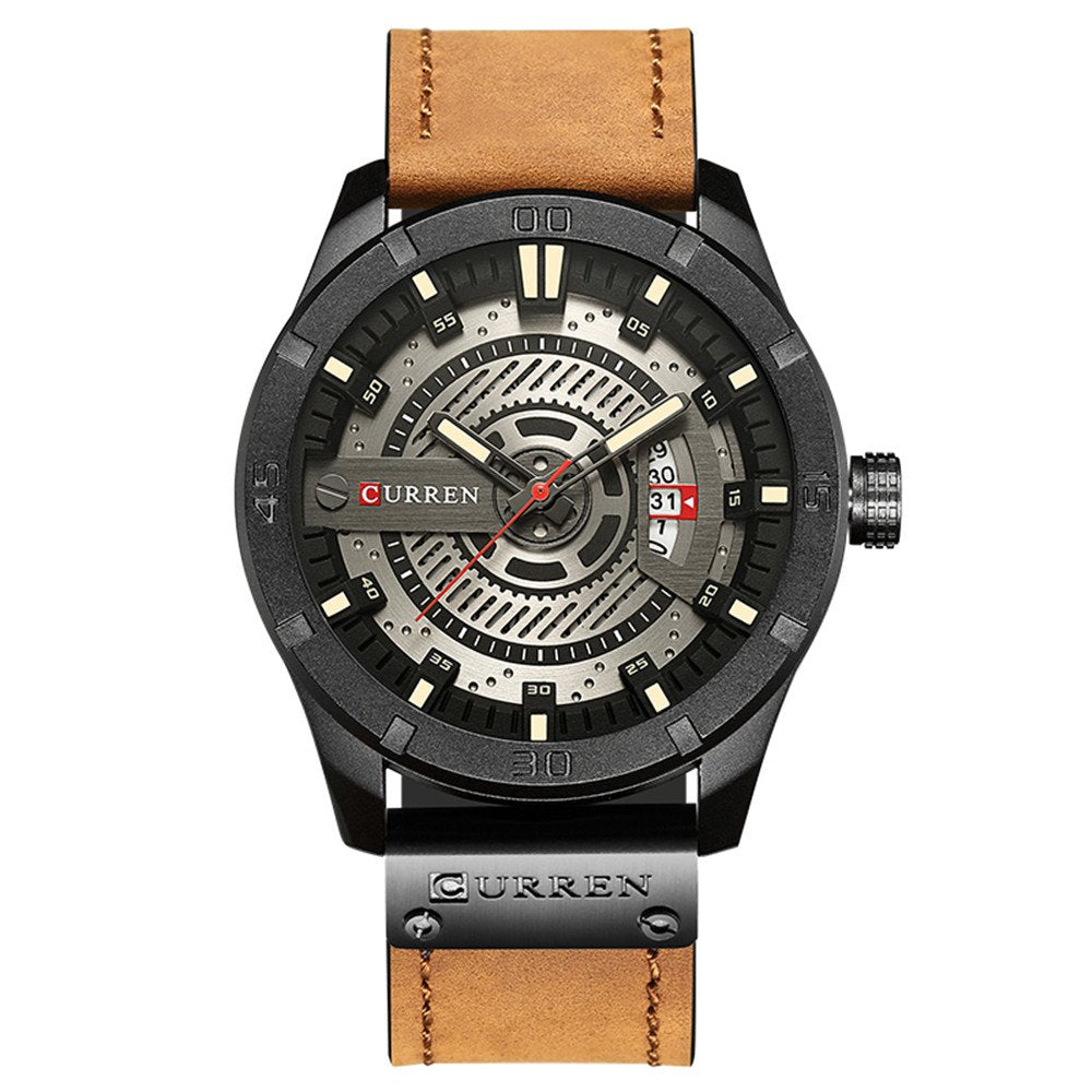 CURREN Men Quartz-Analog Watches Military Sport Wristwatch Waterproof Leather Band The Best Gift for Men 8301