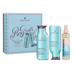 Pureology Pure Treats Strength Cure Holiday Kit - Shampoo, Conditioner & Color Fanatic Leave-In Treatment - Strengthening & Damage Repair for Color-Treated Hair