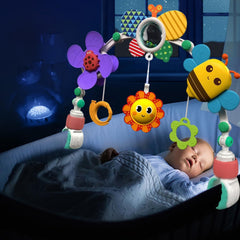 Masroo Adjustable Arch Bassinet Toys for Infant & Toddlers, Stroller Arch, Baby Crib Toys with Fascinating Toys for Stimulating Baby’s Senses and Developing Motor Skills