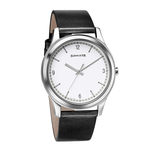 Sonata White Dial Analog watch For Men-NR7135SL04
