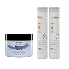 Kerazon Professional Brazilian Hair BTX Treatment For Blonde Hair + Sulfate Free and Sodium Free Shampoo & Conditioner KIT