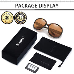 Joopin Polarized Sunglasses for Women, Ladies Big Frame Polarized Eyewear UV400 Protection Driving Fishing - Tortoise/Brown