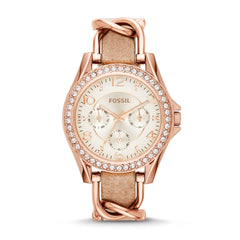 Fossil Riley Women's Watch with Crystal Accents and Stainless Steel Bracelet Band