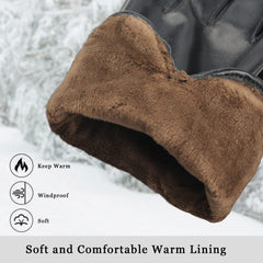 Azonee Leather Gloves for Women Women PU Leather Touchscreen Gloves Touch Screen Texting Winter Warm Cycling Driving Bowknot Gloves, One Size