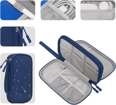 BOVKE Electronic Organizer Travel Cord Organizer Tech Accessories Travel Case Cable Organizer Bag Pouch Double Layer Charger Case for Charging Cables, Charger, Phone, Earbuds, Power Bank,blue