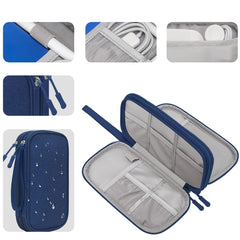 BOVKE Electronic Organizer Travel Cord Organizer Tech Accessories Travel Case Cable Organizer Bag Pouch Double Layer Charger Case for Charging Cables, Charger, Phone, Earbuds, Power Bank,blue