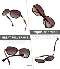 FEISEDY Women Polarized Sunglasses 100% UV400 Vintage Square Sun Glasses Outdoor Driving Fashion Shades for Women B2526