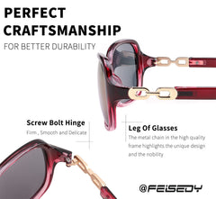 FEISEDY Women Polarized Sunglasses 100% UV400 Vintage Square Sun Glasses Outdoor Driving Fashion Shades for Women B2526