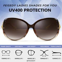 FEISEDY Women Oversized Polarized Sunglasses Ladies Large Shades Classic Fox Sunglasses B2730