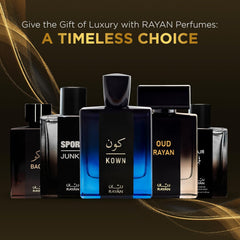 RAYAN Kown Men Arabian Perfume - Oud Modern Eau De Parfum - Long Lasting Perfume for Men - Arabic Perfume with Oud, Cardamom, Lavender, Oud, & Cedarwood - Ideal Gift for All Occasions - 100 mL Perfume