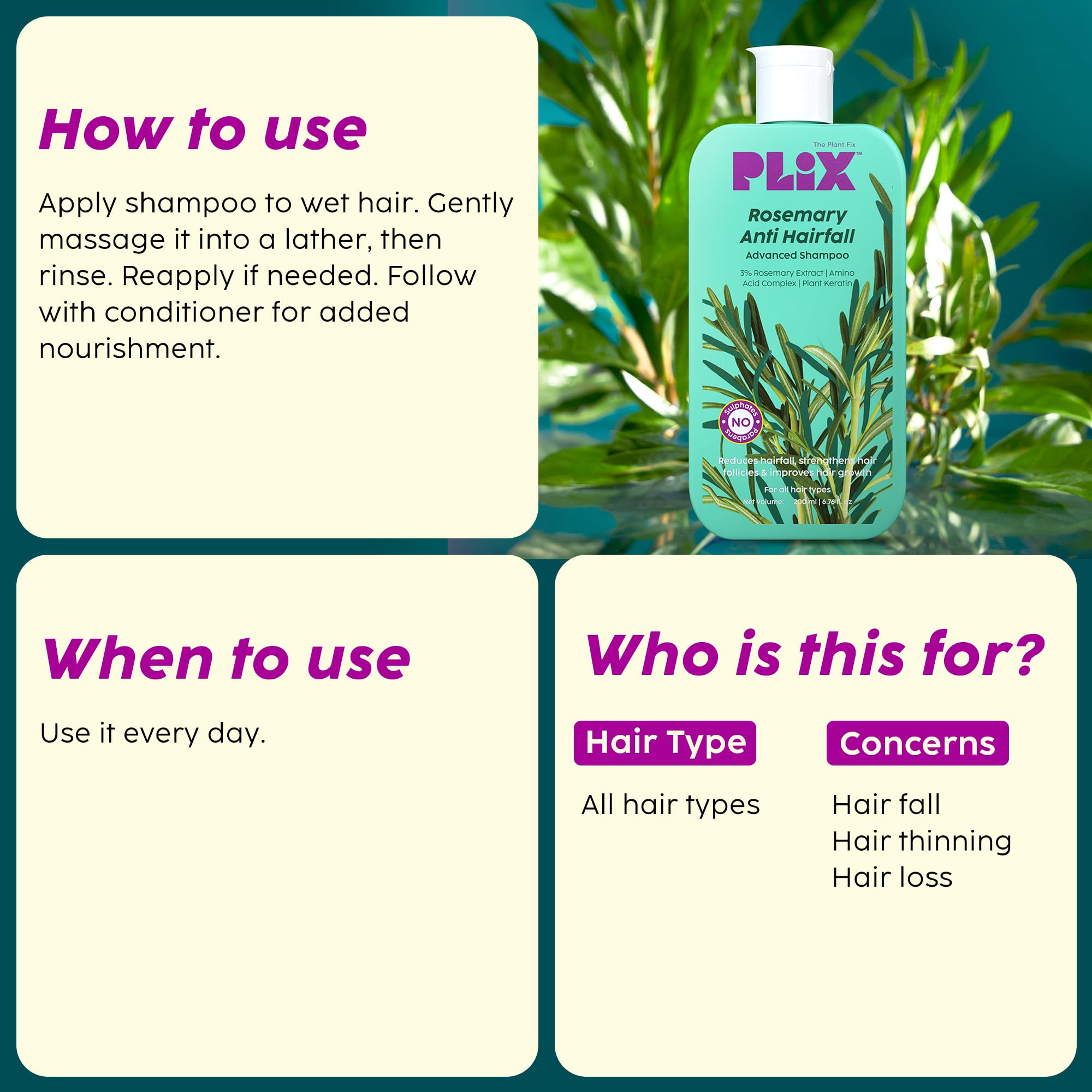 PLIX Rosemary Anti Hairfall Advanced Shampoo (200ml)