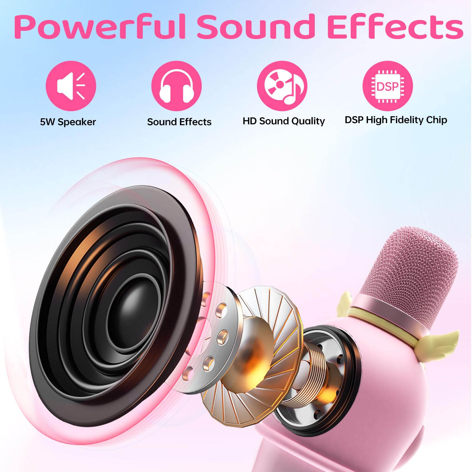 ERTYU Kids Karaoke Microphone Machine for Kids Toys with Wireless Bluetooth Mic Speaker for Toddler Adults Girls Boys Birthday Gifts toys for 4 5 6 7+ Year Old for Family Home Party