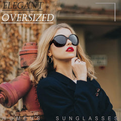 Joopin Polarized Sunglasses for Women, Ladies Big Frame Polarized Eyewear UV400 Protection Driving Fishing - Black Red