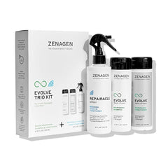 ZENAGEN Evolve Trio Kit for Visibly Damaged, Dull Hair | Nourishing Shampoo + Conditioner + Leave-In Conditioner, Restores Shine, Strength & Vitality, Plant-Based, Vegan, All Hair Types 1 ea