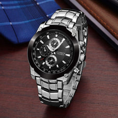 CURREN Men's 8025 Trendy Design Round Case Stainless Steel Strap Wrist Watch