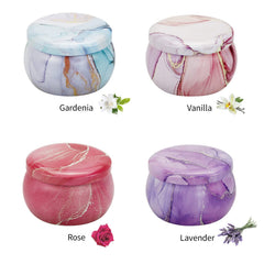 Scented Candles Gift Set | Aromatherapy Candles | 4 Scented Candles | Large Tin 4.4Oz | Natural Soy Wax & Essential Oil | Ideal Gift For Christmas, New Year (Gardenia, Lavender, Vanilla and Rose)