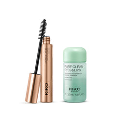 KIKO Milano Essential Eye Set Make Up Set: 1 Lash Reshaping Mascara And 1 Mini Two Phase Make Up Remover, Black