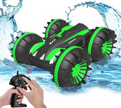 Pussan Gifts for 6-10 Year Old Boys Amphibious Remote Control Car for Kids 2.4 GHz RC Stunt Car for Boys Girls 4WD Off Road Monster Truck Gifts Remote Control Boat Summer Beach Toy Green