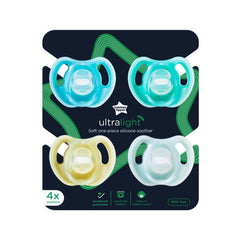 Tommee Tippee Ultra-Light Silicone Pacifier, Symmetrical One-Piece Design, BPA-Free Silicone Binkies, 6-18m, 4 Count