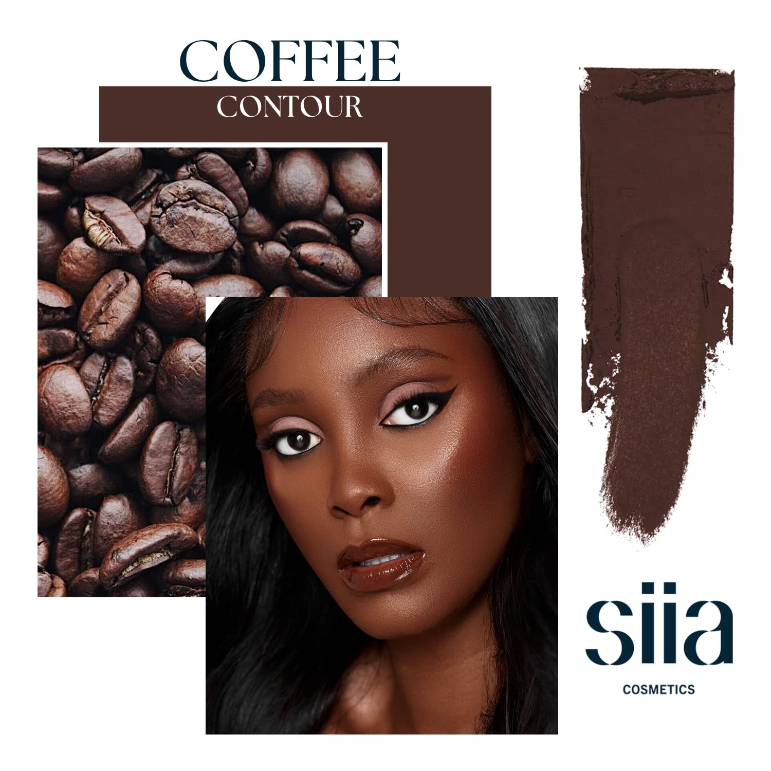 SIIA Cosmetics, Duo Face Sculpting Contour Bronzer Stick, Dual-Use Applicator for Perfect Sculpt & Blend, Natural Finish, .32 Ounce (Coffee)