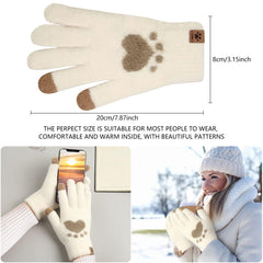 NALACAL Touchscreen Gloves for Women, Warm Mitten Gloves, Faux Fur Plush Stretch Knitted Ladies Thermal Gloves, Winter Gloves for Girls Women Lady Outdoor Indoor