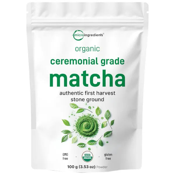Micro Ingredients Organic Ceremonial Grade Matcha Powder, 100 Servings | Authentic Japanese First Harvest Matcha Green Tea Powder For Barista-Grade Latte, Beverage & Baking