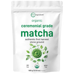 Micro Ingredients Organic Ceremonial Grade Matcha Powder, 100 Servings | Authentic Japanese First Harvest Matcha Green Tea Powder For Barista-Grade Latte, Beverage & Baking