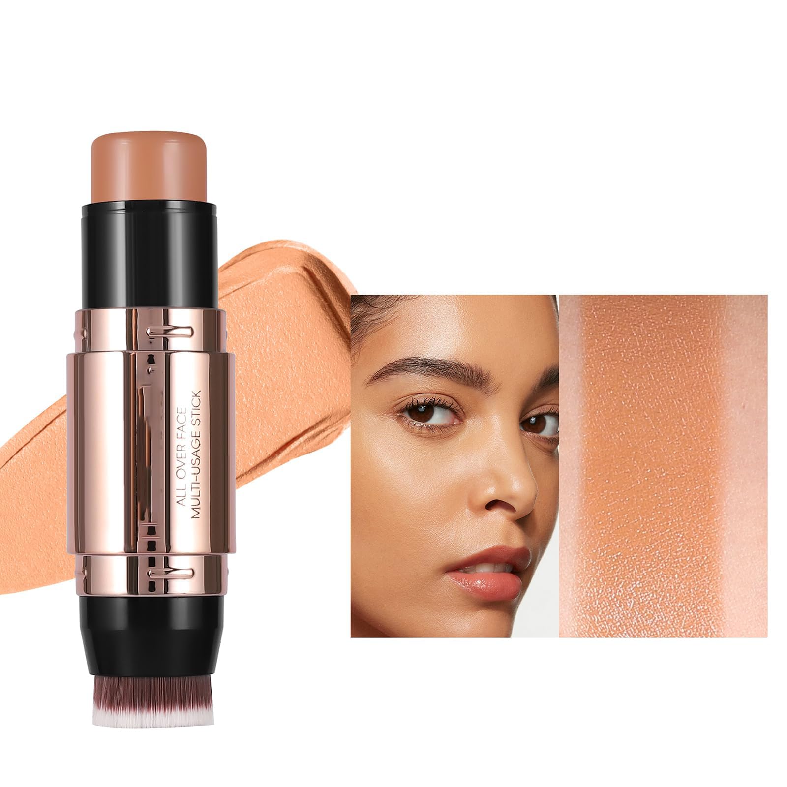 2 in 1 Cream Contour Sticks, Dual-Ended Concealer Stick With Soft Brush, Non-greasy Non-drying Contour Pencil, Long Lasting Highly Pigmented, Full Coverage Shades Corrector Concealer, Natural Bronzer