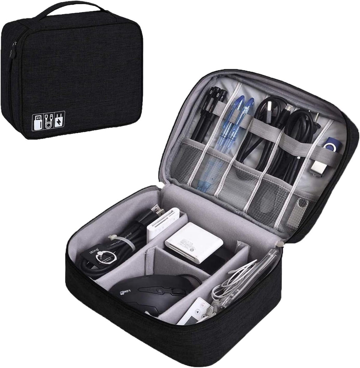 COOLBABY Electronic Accessory Bag Travel Cable Organizer Universal Waterproof Portable Cable Organizer for Adapter Memory Cards USB Cable Organizer, Large