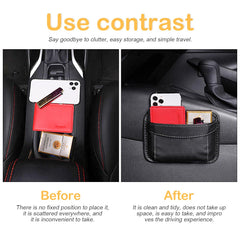 Osilly Car Seat Side Pocket Organizer, PU Leather Pen Phone Sunglasses Holder Tray Pouch Seat Gap Filler, Mini Storage Bag Car Interior Accessories for Auto Seat Door Window Console (Black)