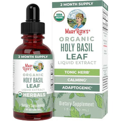 MARYRUTH'S Organic Holy Basil Leaf Liquid Drops, Vegan, Non-GMO, 1oz | Vegan, Non-GMO
