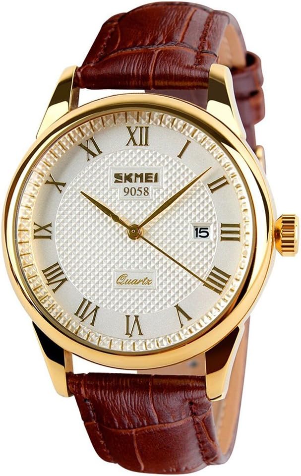 SKMEI Business Men’s Watch Roman Numeral Leather Band Casual Waterproof