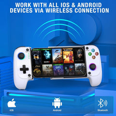 HYRAINBOW Mobile Gaming Controller for Iphone/Android with Case Support, Phone Game Controller Support Phone Case, RGB Light Hall Joystick, Turbo, Mobile Gaming Gamepad