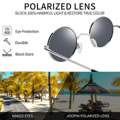 Joopin Round Polarized Sunglasses for Men Women, UV Protection Sun Glasses Small Circle Hippie Lennon Shades Sunglasses
