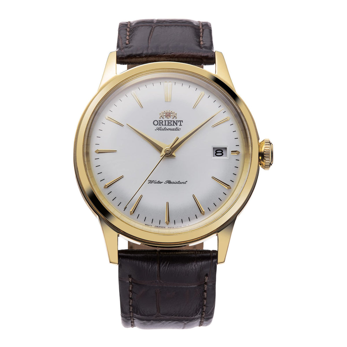 Orient Bambino 38mm - Klassische Herrenarmbanduhr mit Automatik Handaufzug, Lederarmband, Edelstahlgehäuse, Analoganzeige - RA-AC0M