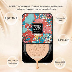POKLO Mushroom Head Air Cushion CC Cream, Concealer Foundation Stick Moisturizing,Concealer Lasting Brightening Liquid Foundation for All Skin (B# Lvory white)