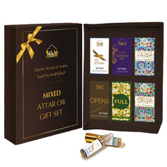 Dukhni Mixed Attar Oil Set | Authentic Arabic Fragrance Oils| Long- lasting Halal Scents for Ramadan & Eid Gifts | Open Sky, Attar Ful, SkyDive, Shahi Darbar, Oud Al Qamar, Oud Al Raghbah - 6ml each