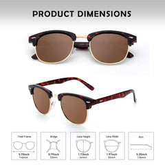 GQUEEN Classic Horn Rimmed Semi Rimless Polarized Sunglasses for Men Women GQO6