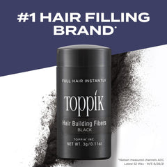 Toppik Hair Building Fibers with Premium Keratin Fibers Conceals Hair Thinning and Hair Loss for Fuller Looking Hair that Gives Completely Natural Look For Men and Women Black, 27.5 Grams