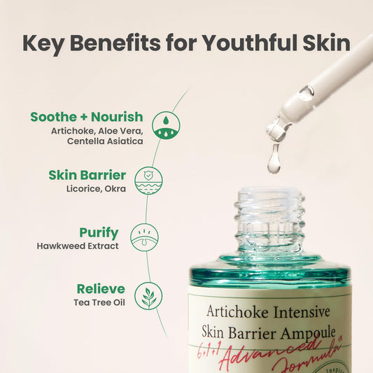 AXIS-Y Artichoke Intensive Skin Barrier Ampoule 30 ml / 1.01 fl. oz | Soothing Skin Serum Ampoule | Irritated skin, Skin Barrier Treatment, Centella Asiatica, Korean Skincare
