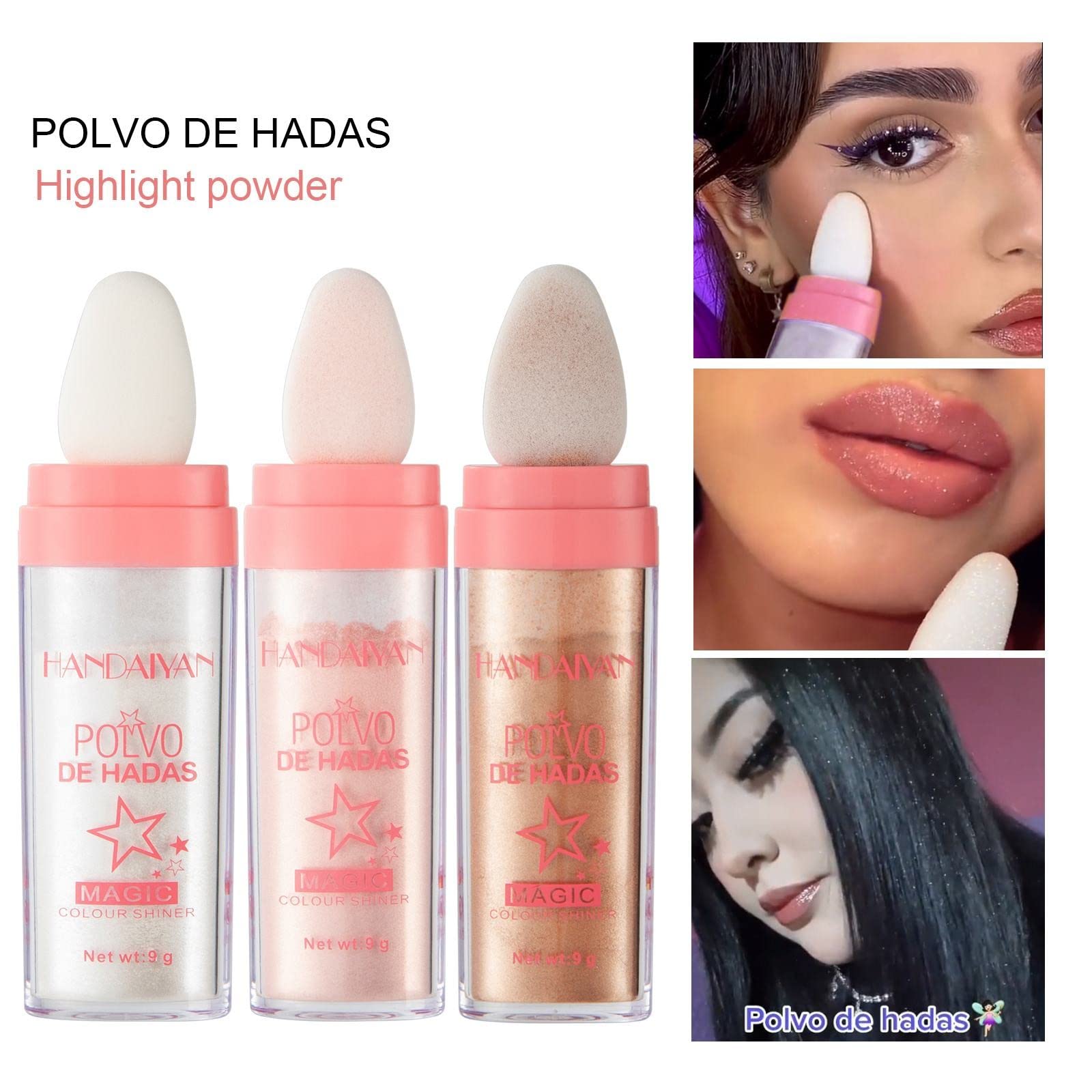 Highlighter Powder For Face Body Brightens the Natural Three-dimensional Face Powder Blusher Makeup, Highlighter Powder Stick High Gloss Sparkle Loose Highlight Powder Face Body Hair Cosmetic