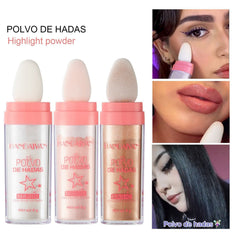 Highlighter Powder For Face Body Brightens the Natural Three-dimensional Face Powder Blusher Makeup, Highlighter Powder Stick High Gloss Sparkle Loose Highlight Powder Face Body Hair Cosmetic