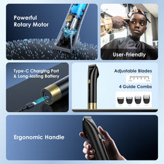 Oraimo Cordless Hair Clipper for Home Use, Rechargeable Clippers Hair Trimmer For Kids, Easy to Use,120-Min Working Time Led Display, With 4 Clipper Guards