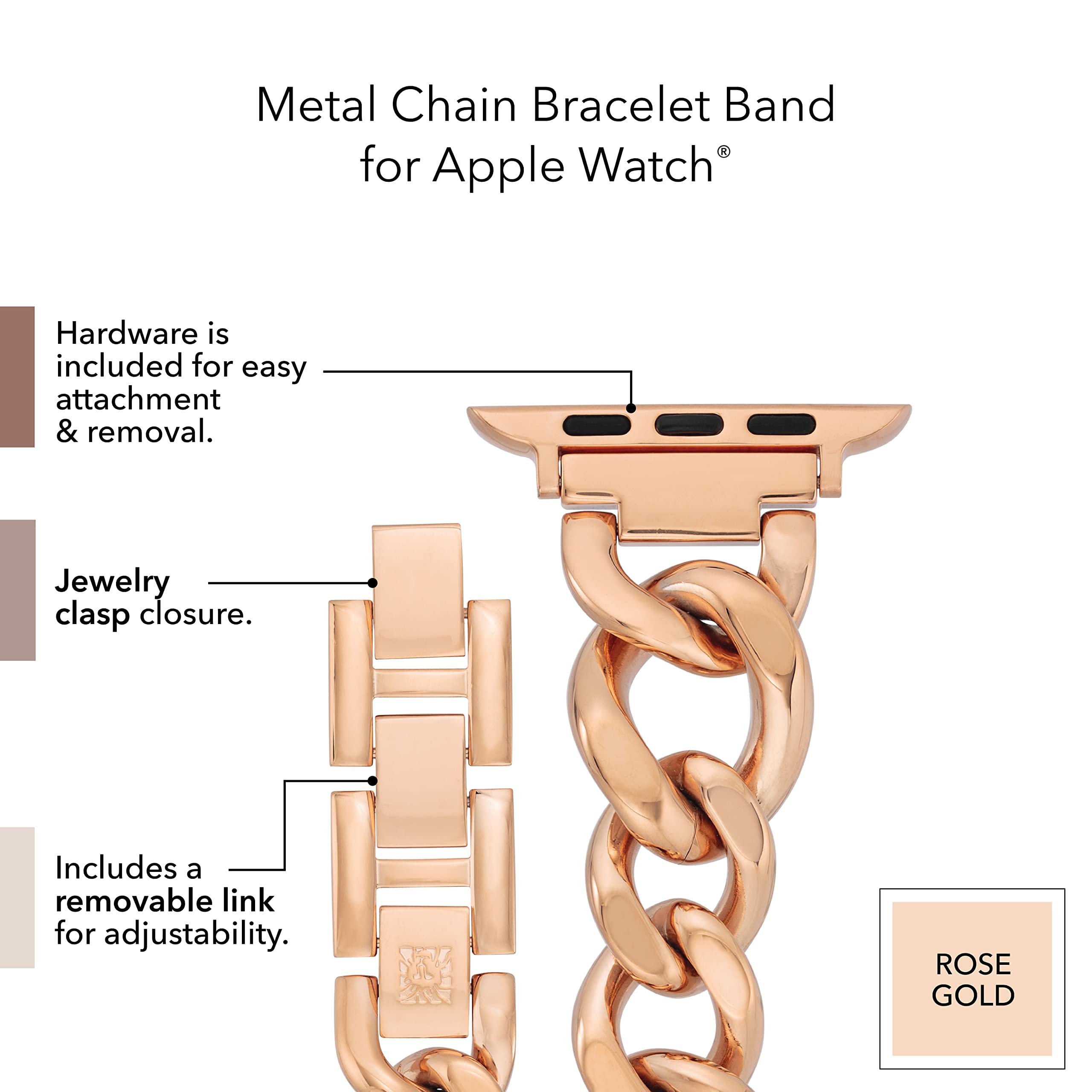 Anne Klein Fashion Chain Bracelet for Apple Watch Rose Gold
