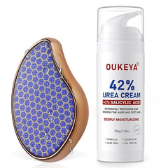 OUKEYA Urea Cream 42% plus Salicylic Acid 2% Intensive Repair Treatment for Cracked Skin on Hands, Heels, Elbows with Glass Foot File Callus Remover