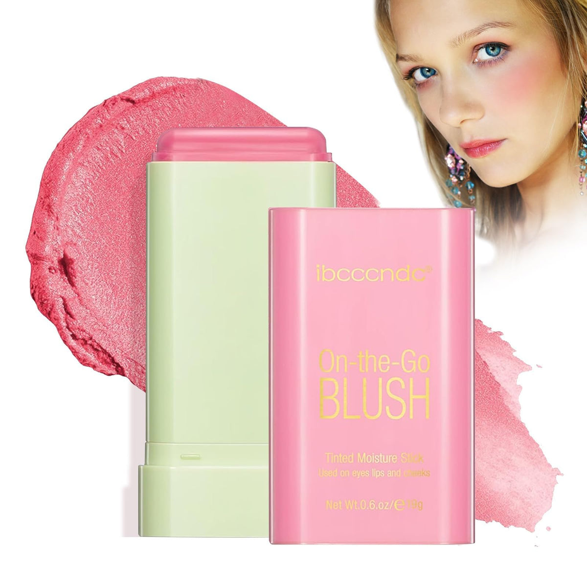 OBABO Blush Stick, Blush Cream for Cheeks Eyes Lips,Blush in Natural with Waterproof Sweat-Resistant, Tinted Solid Stick with Long Lasting, Nude Makeup Multi-Use Color Stick Creamy Blush (Shy Pink)