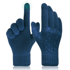 ELECDON Women Touch Screen Gloves - Winter Warm Gloves Touchscreen Mittens Thermal Fleece Lined Knitted Gloves for Outdoor - Blue