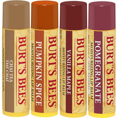 Burt's Bees 100% Natural Moisturizing Lip Balm, Winter Variety Pack, Chai Tea, Pumpkin Spice, Vanilla Maple, Pomegranate, 4 Tubes of Lip Balm, 0.15 Ounce (Pack of 4)