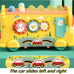 AM ANNA 12-in-1 Montessori Toys for 1 2 3 Year Old Baby Boys Girls,Hammering Pounding Toy Harvest Toys,School Bus Toys with Gears, Teaching Clock, Fishing Game and Color Matching Toy Gift for Kids
