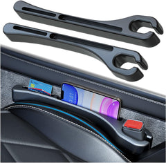 Azonee Car Seat Gap Filler 2 Pack with Seat Belt Holes, Auto Crevice Blockers 2PCS Fill Gap in Between Seat and Console, Universal for Most Cars Trucks SUVs to Stop Things from Dropping, Black